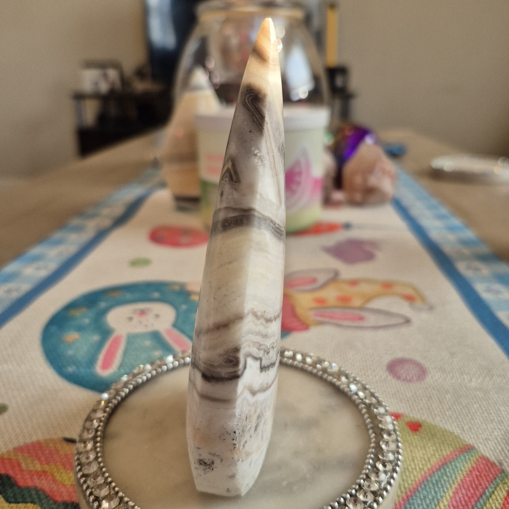 Natural Zebra Calcite Crystal Point Stand-up Freeform #3 - Picture 3 of 8